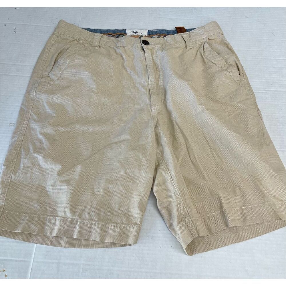 Bob Timberlake‎ Men's Flat Front 100% Cotton Khaki Check Chino Shorts 36 A19